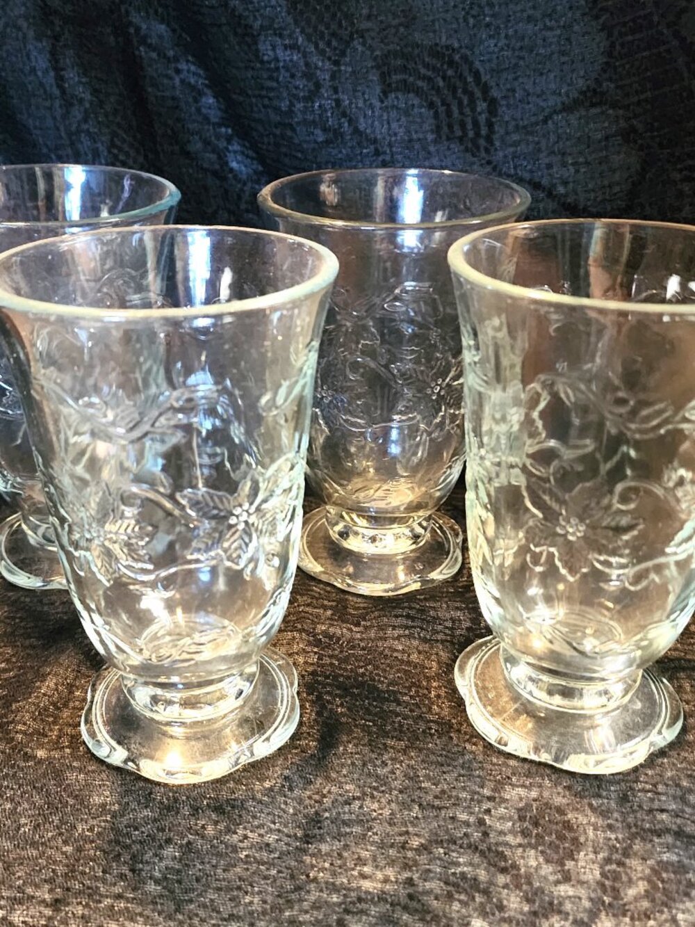 4 Princess House Crystal Iced Tea Footed Tumblers Fantasia 6" 15 Oz NICE